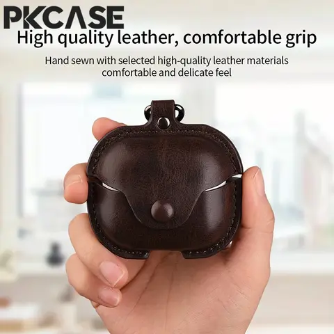 PKCASE 충격 방지 가죽 이어폰 케이스 삼성 버즈 3용 키체인 블루투스 헤드폰 액세서리 커버 삼성 버즈 3 프로용