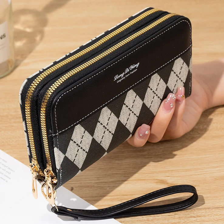 

Double Zipper Lady Purses PU Leather Women Wallets Purse Good Quality Woman Wallet Cards Holder Long Moneybag Wristlet Bags