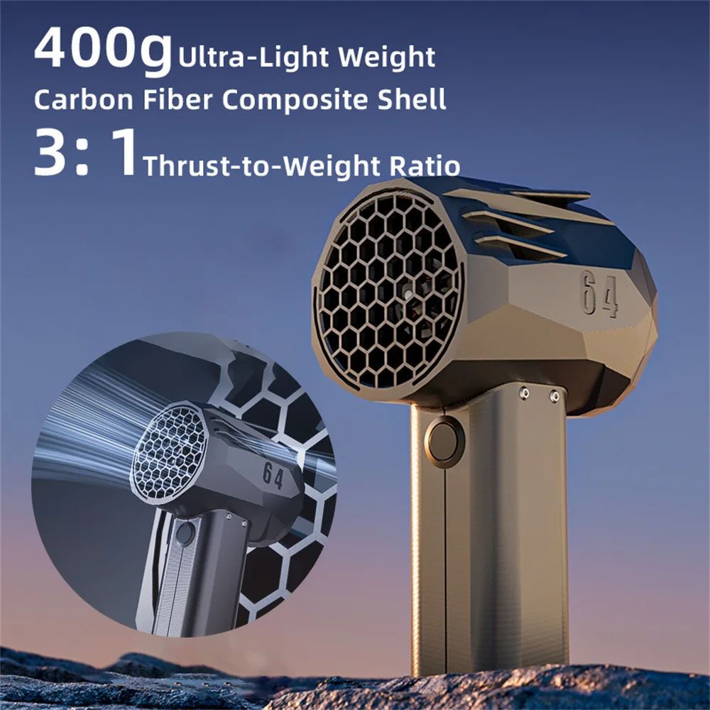 Jetdry New X64 Violent Turbofan Wind Speed 240km/h 1400G Electric Powerful Blower USBCharging Handheld High-Performance Duct Fan