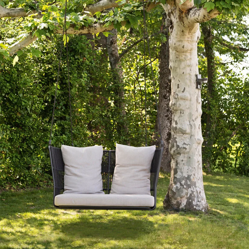 

Outdoor & Indoor Metal Swing Hanging Chair with Cushions Modern Design for Balcony & Courtyard 2-Seater Rocking Chair