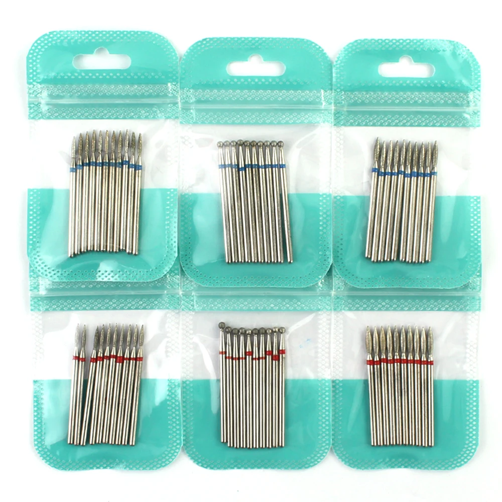 10 stks Diamant Frees Nail Boren Set Voor Manicure Accessoire Pedicure Elektrische Machine Nail Bit Brush Burr Gereedschap