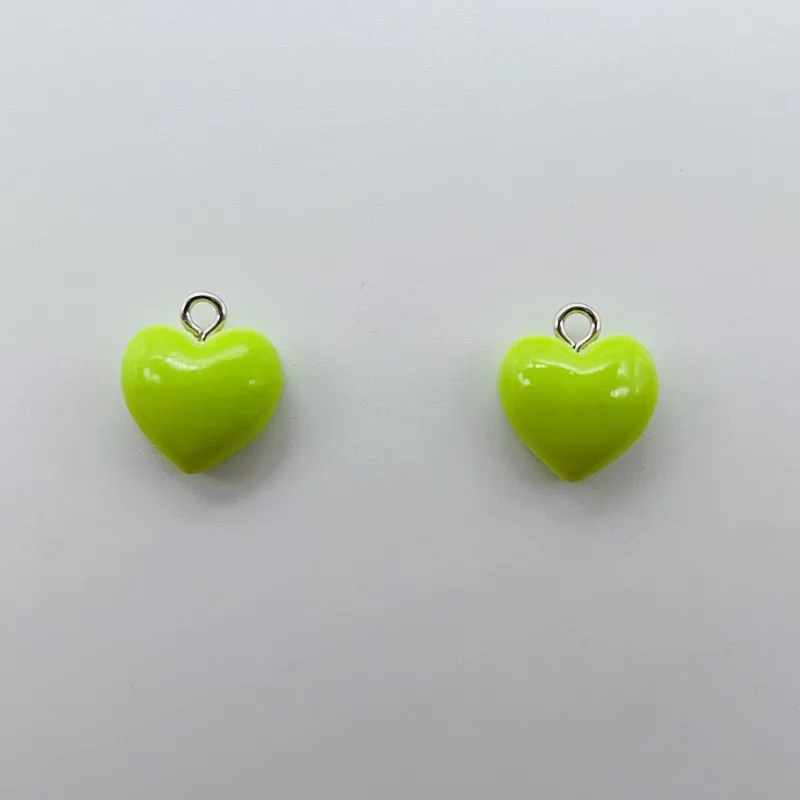 15Pcs Cartoon Colorful Love Hearts Resin Charms Kawaii Resin Cute Flatback Pendant Charm Diy Hairpin Keychain Jewelry Making