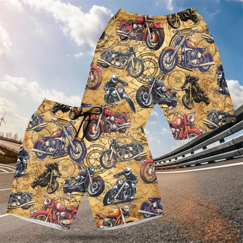 Vintage Motorycle 3D Printed Short Pants For Men Clothes Racing Party Team Beach Shorts Team Player Trunks Hawaiian Boy Trousers