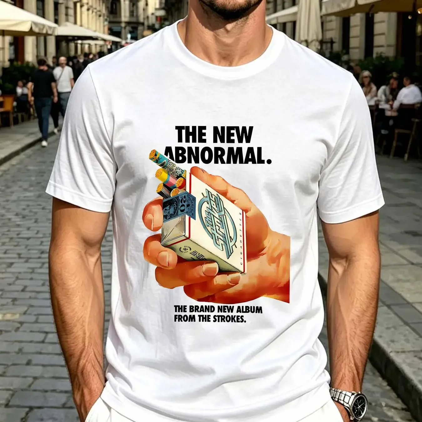 washed T Shirt The Strokes New Abnormal Band H long or short sleeves vintage Washed Stylish graphic Comfortable