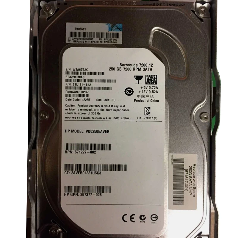 

100%New In box 3 year warranty 571232-B21 250GB SATA 7.2K 3.5inch Need more angles photos, please contact me