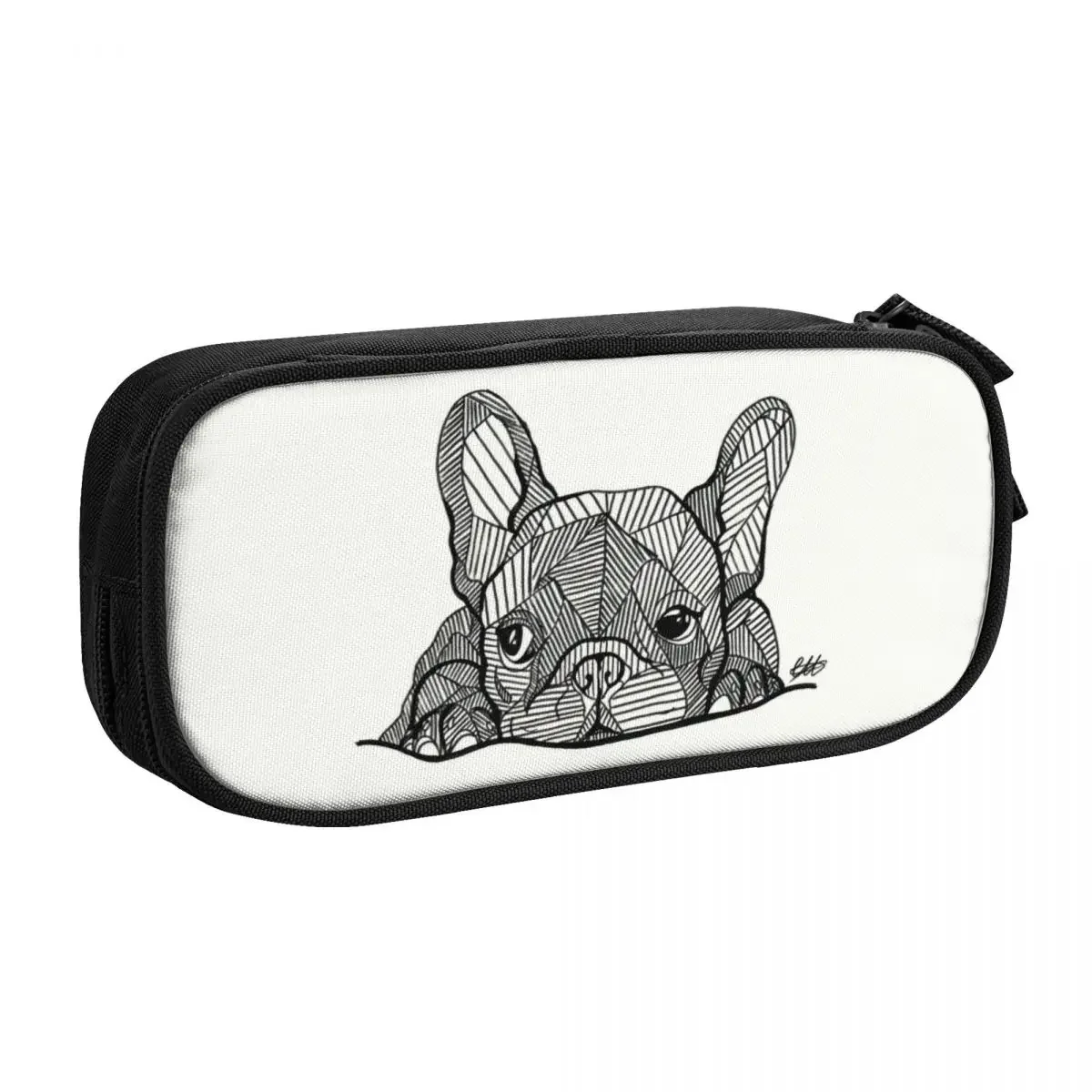 Custom Cute French Bulldog Puppy Facial Pencil Case for Boy Girl Large Storage Frenchie Pencil Bag School Supplies
