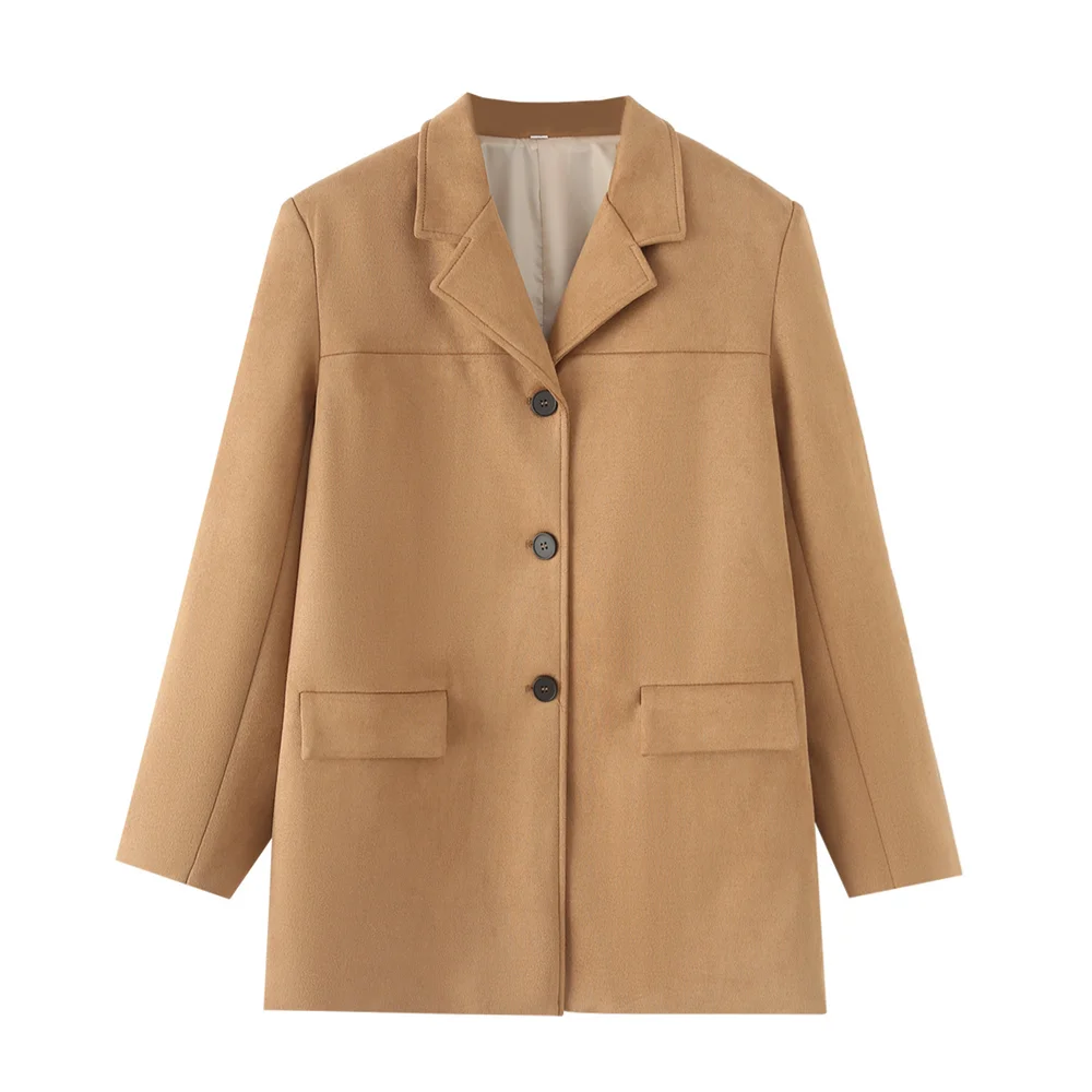 

PB&ZA2024 Autumn New Women's Fashion Style Commuting Simple Leisure Versatile Deer Skin Velvet Suit Coat