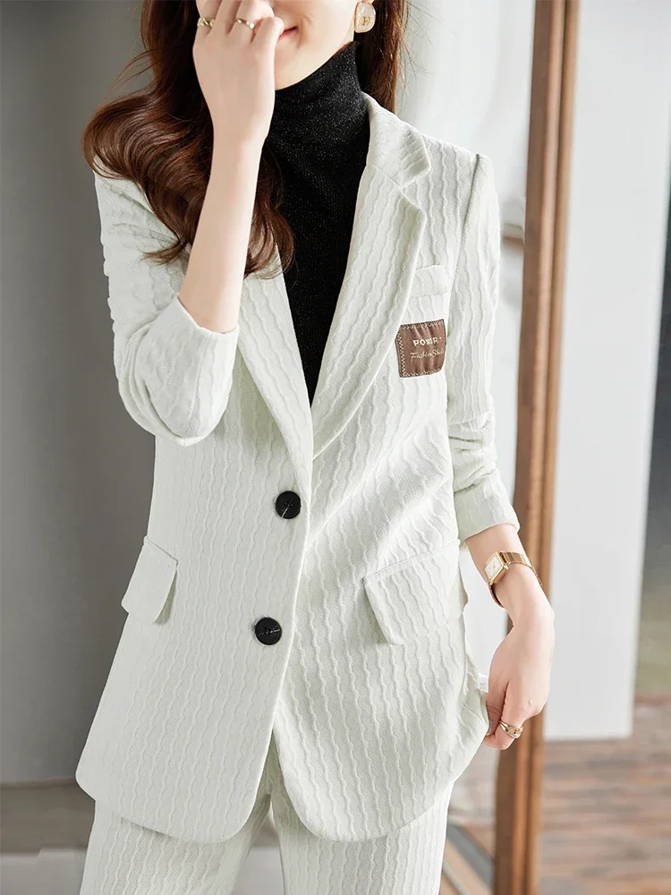 Women Pant Suit Office Ladies Coffee Green Black Single Breasted Straight Blazer And Trouser Female Business Work 2 Piece Set
