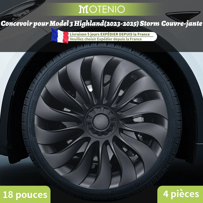 Conception de couverture de roue pour Tesla modèle 3 Highland 2023 – 2026, 4 pièces, enjoliveurs droits et gauche de 18 pouces, accessoires de couverture de roue de Style tempête