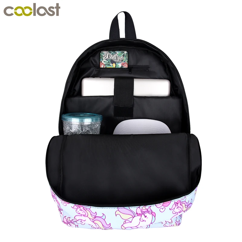 Mochila impermeável arco-íris para crianças, Bolsas escolares fofas para meninas e mulheres, Mochila Escolar com Coração Looseast, Travel Laptop Bag