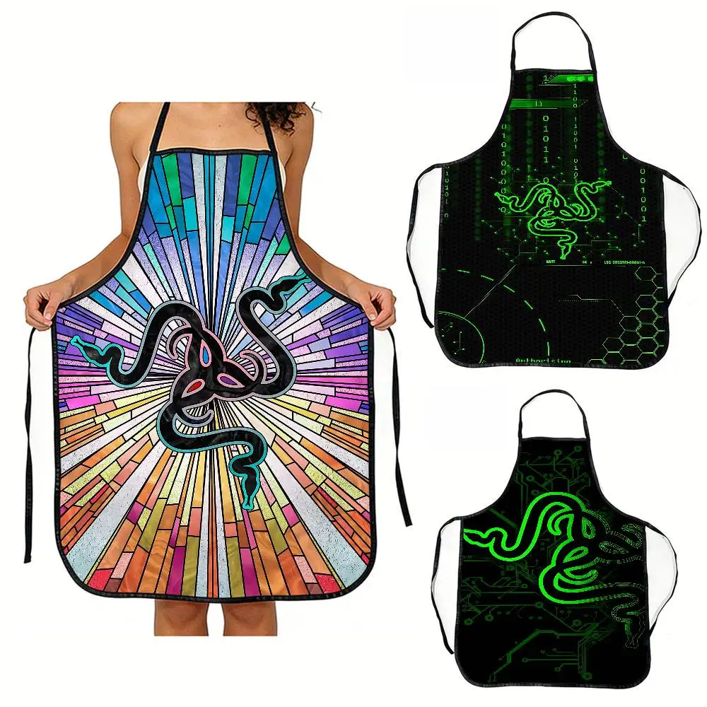 

Модный фартук с логотипом R-Razer, 1 шт., праздничный кухонный фартук для выпечки, рисования, уборки дома и кухни, кухонные принадлежности
