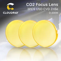 Cloudray 3 uds lente de enfoque USA CVD ZnSe para máquina cortadora de grabado láser CO2 diámetro 19,05 20 FL 38,1 50,8 63,5 76,2 101,6 127mm