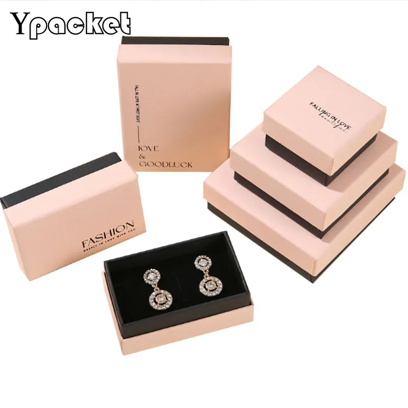 

48Pc/Lot Pink Jewelry Gifts Packing Kraft Paper Box Gift Bag For Ring Necklace Earrings Pendant Wedding Valentines Day