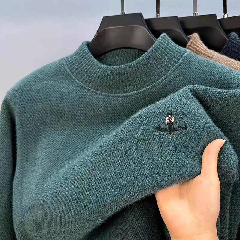 Maglione lavorato a maglia girocollo da uomo di alta qualità autunno inverno alla moda cartone animato squisito ricamo design top pullover caldo