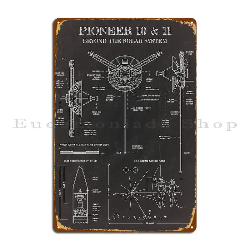 Pioniere 10 und 11 Deep Space Exploration Sonden Tafel Metall Zeichen Pub Club Wand dekoration anpassen Wand Höhle Zinn Zeichen Poster