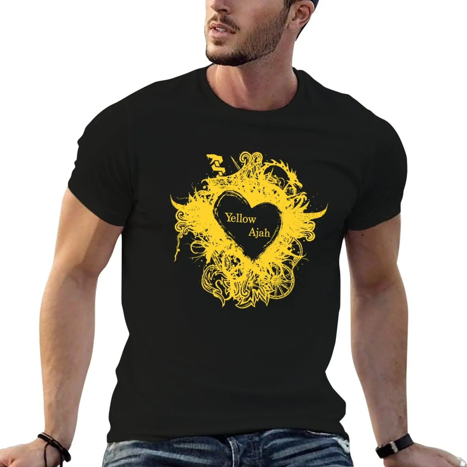 Yellow Ajah (Heart Format) T-Shirt plus size tops rapper graphic tees men workout shirt