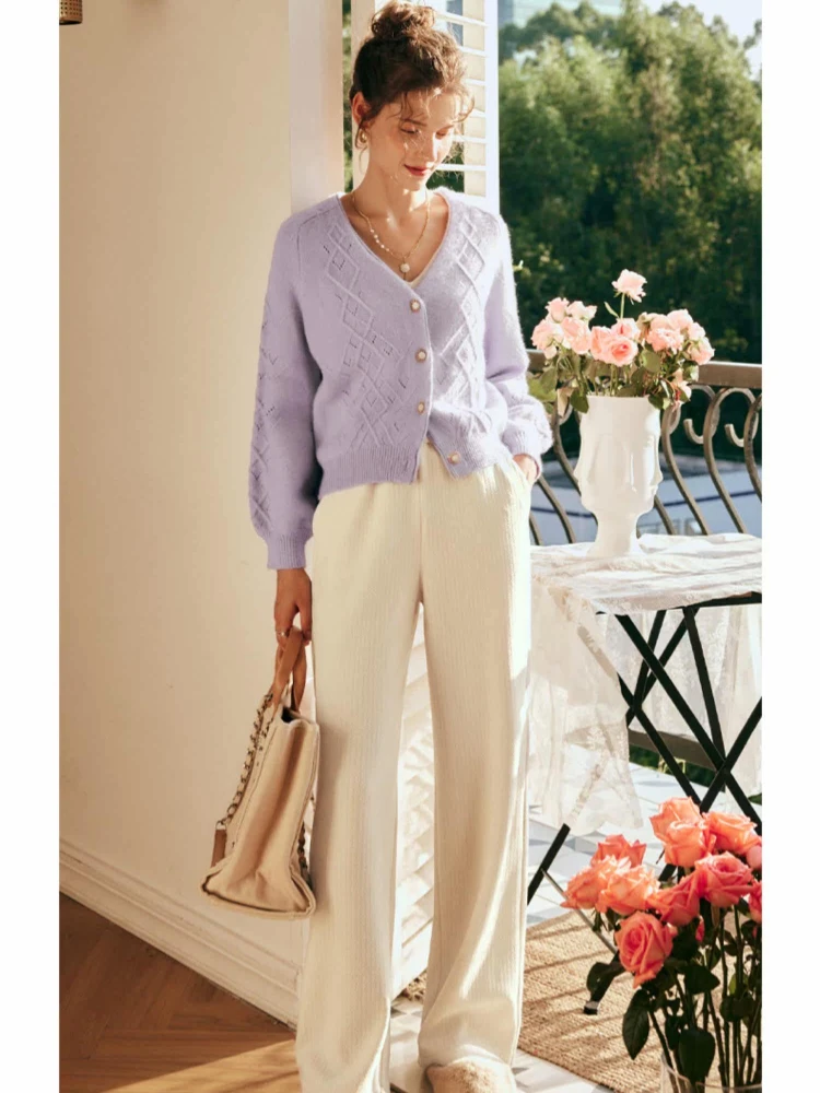 OLrain Dames Casual Broek Hoge Taille Wijde Pijpen Rechte Effen Broek 2025, Winter Trekkoord Herfst Vrouwelijke Broek O22DK66296