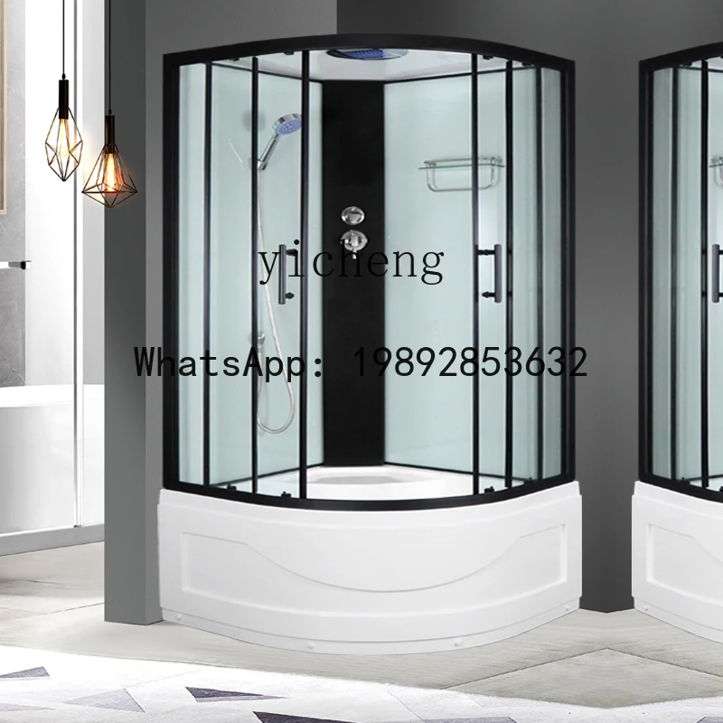 

встроенная ванная комната, душевая комната, встроенная ванна, паровая стеклянная перегородка, дуговой вентилятор, ванна, бытовая