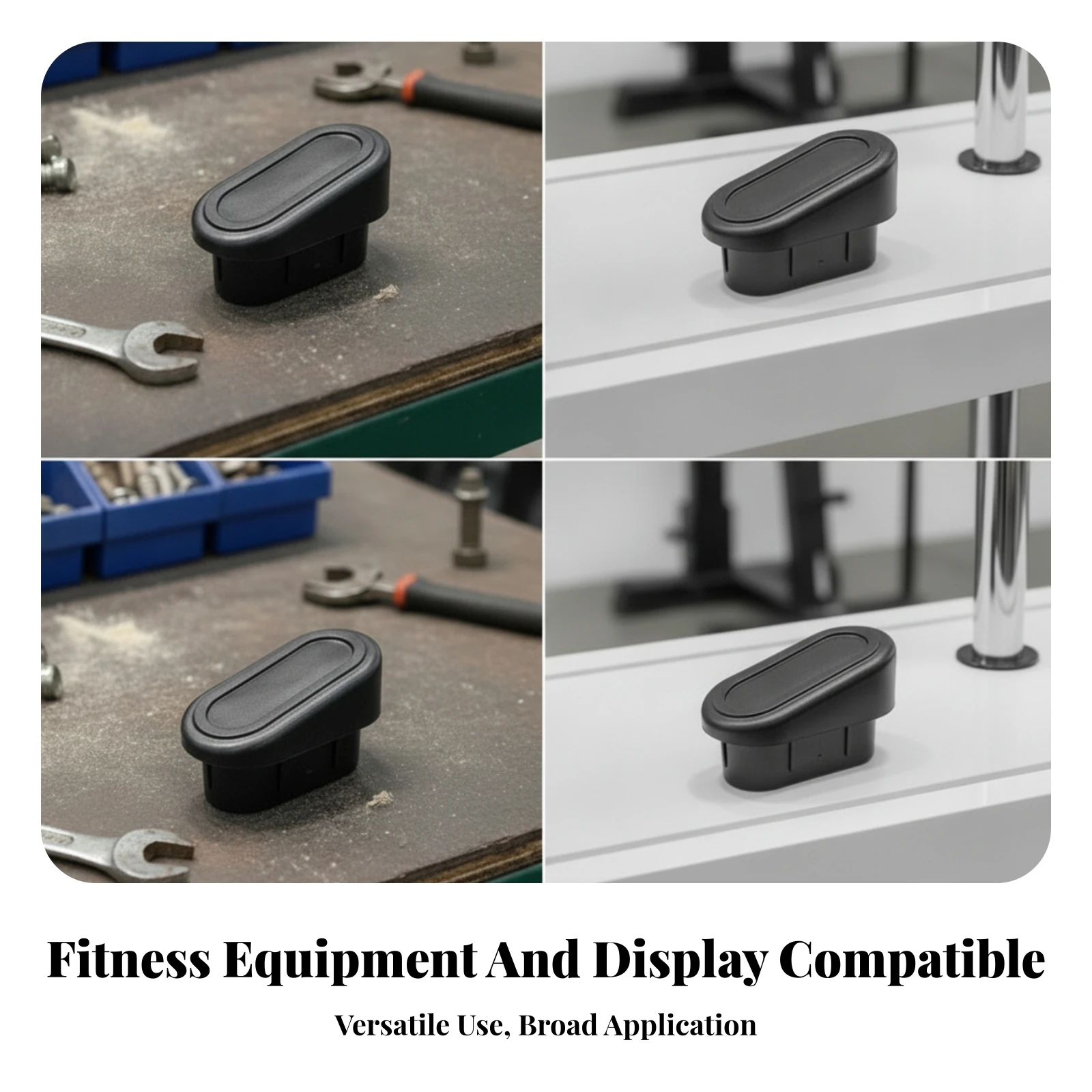 Furniture Accessory Floor Protection Elliptical Tube Plug Raised Border Oval Tube Plug Black for Fitness Equipment - view 5