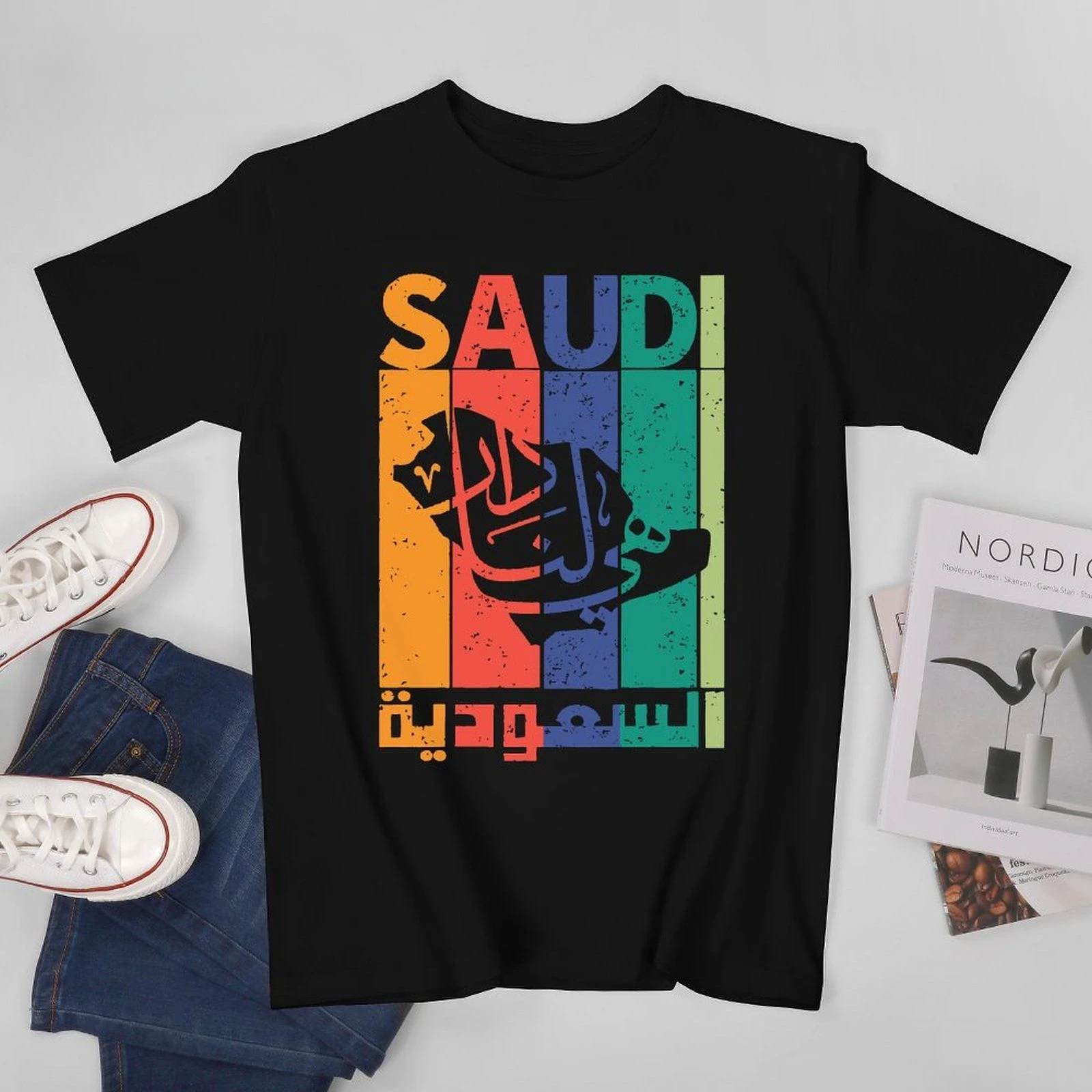 Classic Saudi Arabia National Day KSA Graphic T Shirts for Woman Vintage Nostalgia Cotton Tshirt O-neck Tees Streetwear