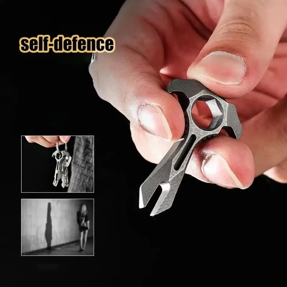 With 2*13mm Groove Small Pry Bar TC4 Titanium Alloy Portable Decorative Pendant Multifunction Durable Wrench