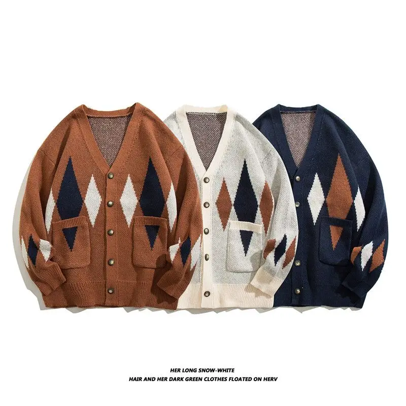 

Men's V-Ne Open Cardigan Sweater Loose Thiened Autumn Winter Trendy Lazy Sle Outerwear Versatile Knitted irt