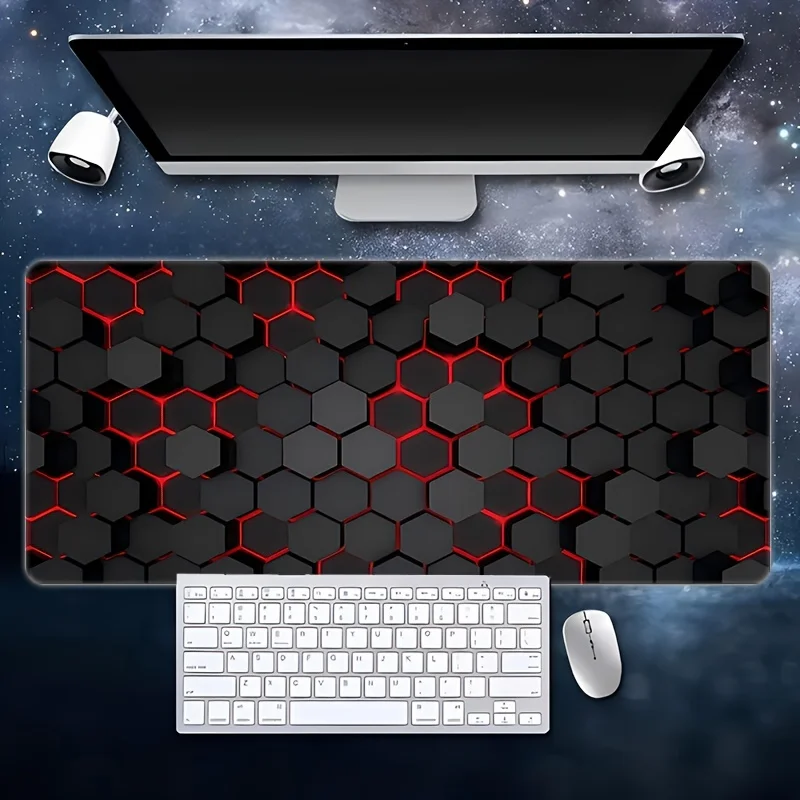 

Hexagon Large Mouse Pad Gaming Keyboard Mat Stitched Edge Home Office Electronic Sports Desk Pad Game Non-Slip PC Accessory