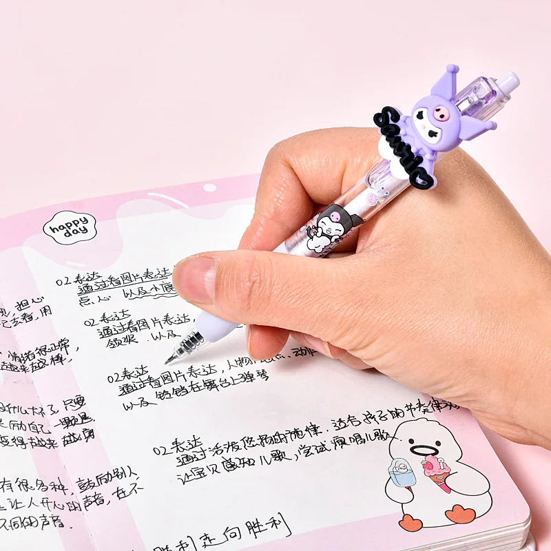 Imagem -04 - Nova Sanrio Paster Gel Caneta 36 Peças Kawaii Olá Kitty Melodia Kuromi Cinnamoroll 0.5 mm Caneta Preta Estudante Escritório Encaixotado Presentes Canetas