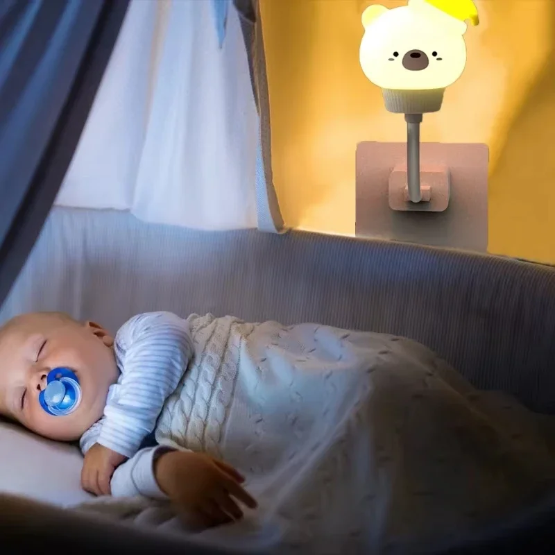 Lampada da notte USB LED Lampada da notte con rabit orso simpatico cartone animato con telecomando per lampada da comodino decorazione camera da letto per bambini