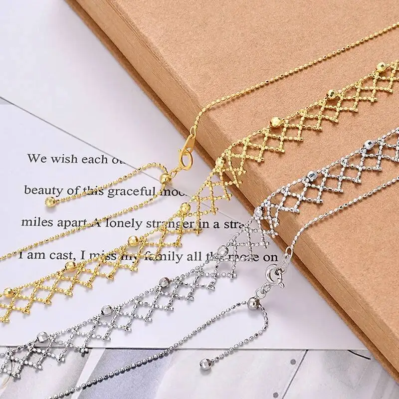 

Стерлингового Серебра 925 пробы, цепочка из бисера, кружевная сетка, подвеска с кисточками, 45 см, колье-колье для женщин, итальянские модные изящные уникальные ожерелья