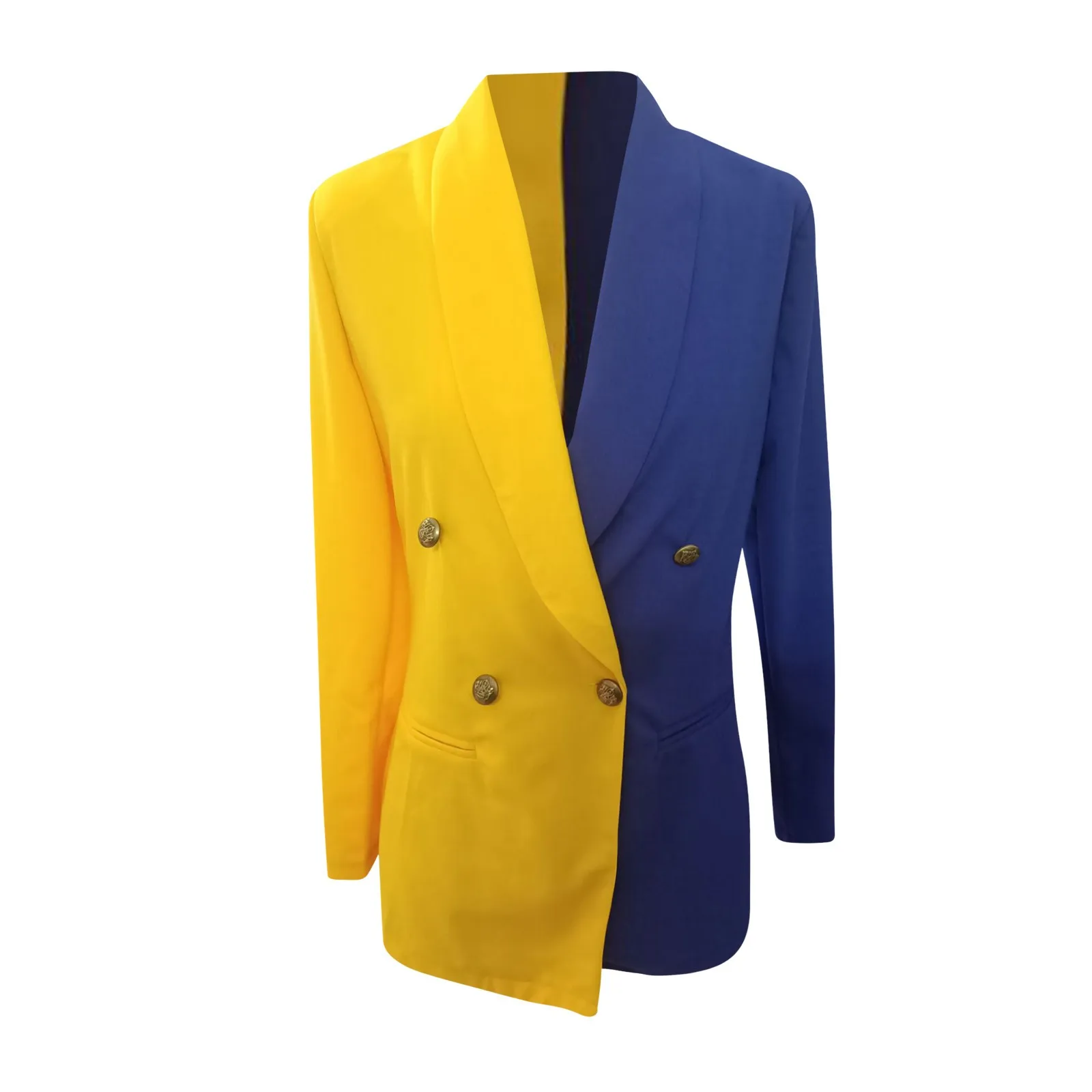 Abito da ufficio da donna primaverile Abito blazer a maniche lunghe patchwork color block Abito blazer slim doppiopetto con scollo a V sexy