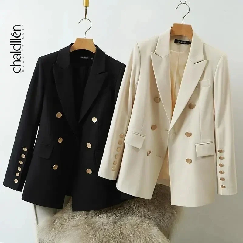 Pop Pop Spring Autumn 2025 New Versatile Design Double-Breasted Small Suit JacketsFemale Korean Version Slim Fashion Suit Coat C