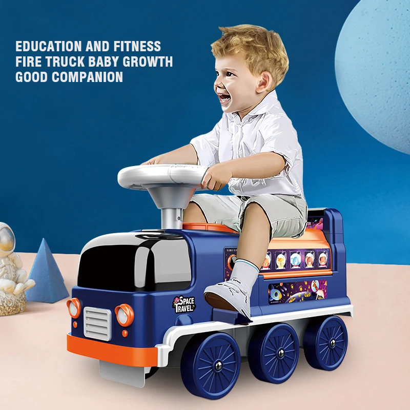 

Electric Ride On Car for Toddlers with Under Seat Storage Fire Truck Police Sliding Car 2IN1 Kids Early Education Story Machine