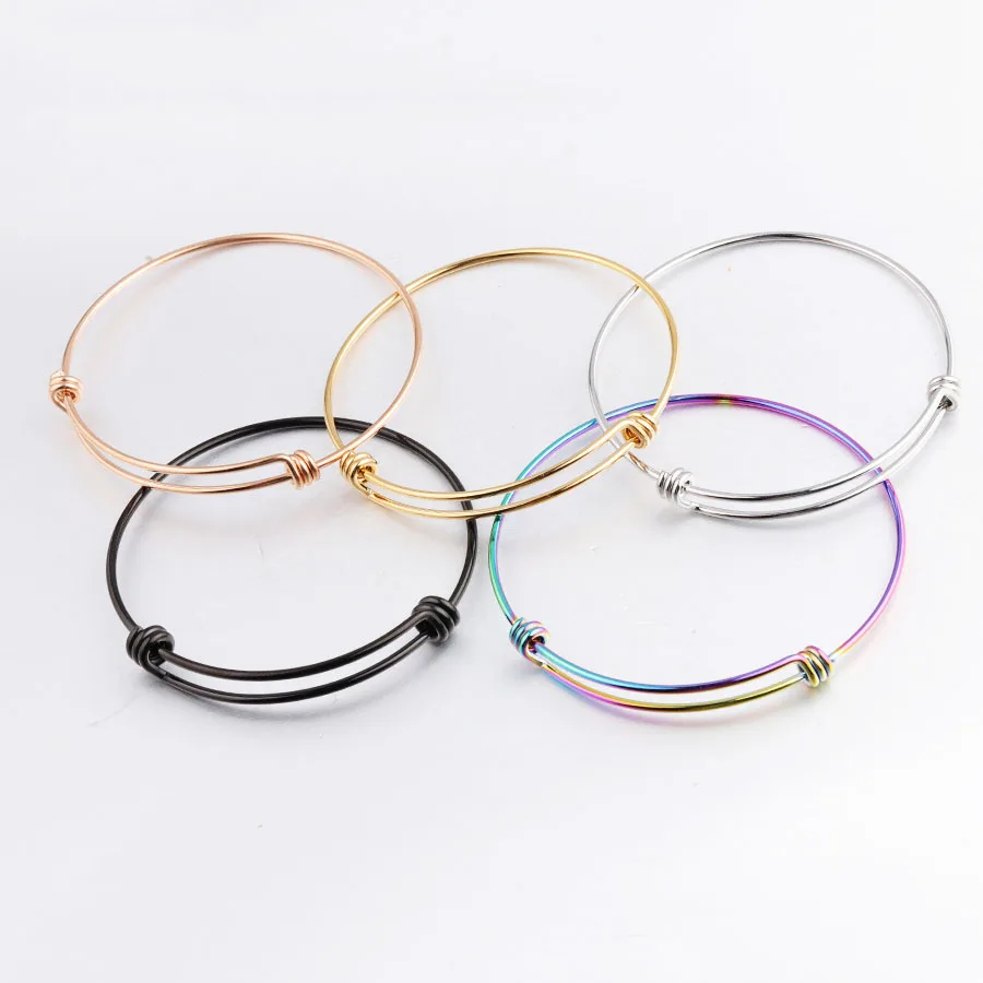 4pcs/lot Stainless Steel Blank Bangle Bracelet 1.8mm Thick Expandable Wire Bracelet Accessory DIY Jewelry Making
