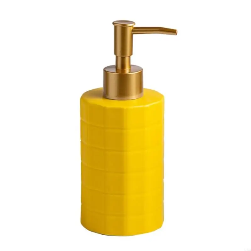   Elegant Ceramic Refillable Bottle With Pump Dispenser For Lotion Shampoo Bathroom Storage Solution