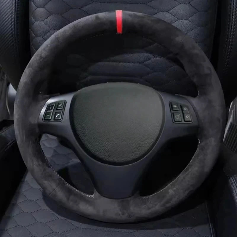 Housse tressée de volant de voiture personnalisée, en cuir suédé souple, pour BMW E81 E90 Pack M Sport M3 E91 E92 E93 E87 E82 E88 X1 E84