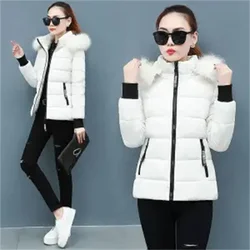 Winter Warm Cotton Padded Jacket Thin Light Parkas 2024New Cotton-Padded Coat Women's Overcoat Short Hooded Outerwear Female Top