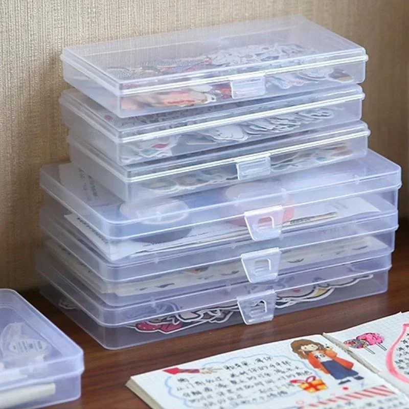 1Pcs Stationery Holder Stickers Office Plastic Storage Box Organizer Manual Account Container Tool Case Mini Transparent Box image 6