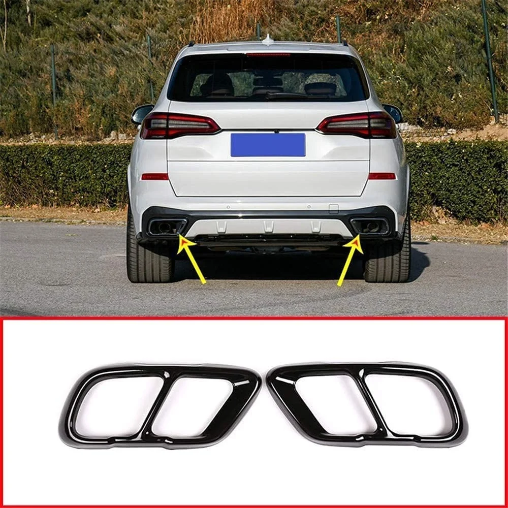 

For BMW X5 G05 X7 2019 2020 Stainless Steel Exhaust Muffler Tail Tip Pipe Trim Cap Cover Frame Accessories Car Stickers