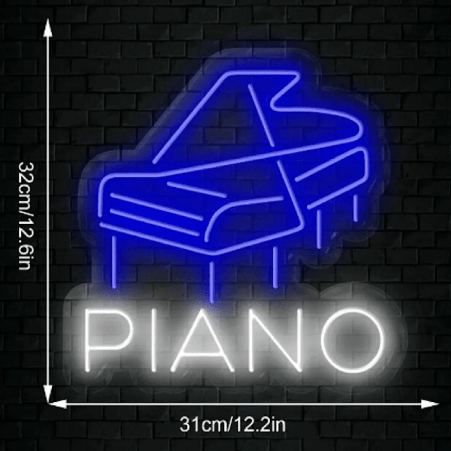 Grand Piano Neon Sign Dimmable LED Neon Light for Music Studio Piano Room Jazz Bar Lounge Musician Bedroom Concert Wall Decor