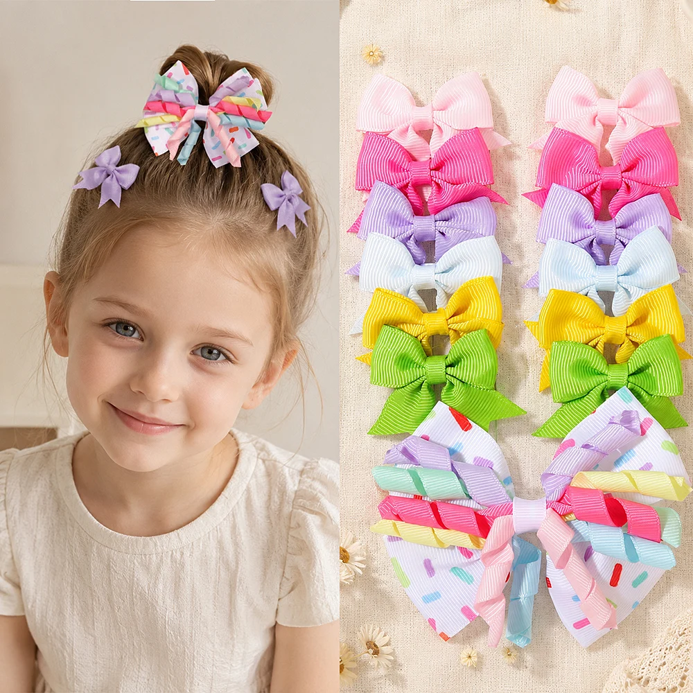 1 Set Ribbon Bow Hair Clips Children's Party Outfits Bangs Side Clips for Girls and Teenagers Gifts for Girls' Hair Accessories