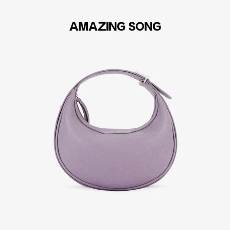 Comfortable Good with Ladies Handbag Light Luxury Fashion Pure Color High-end Ladies Crescent Bag Trend Small Half Moon Bag