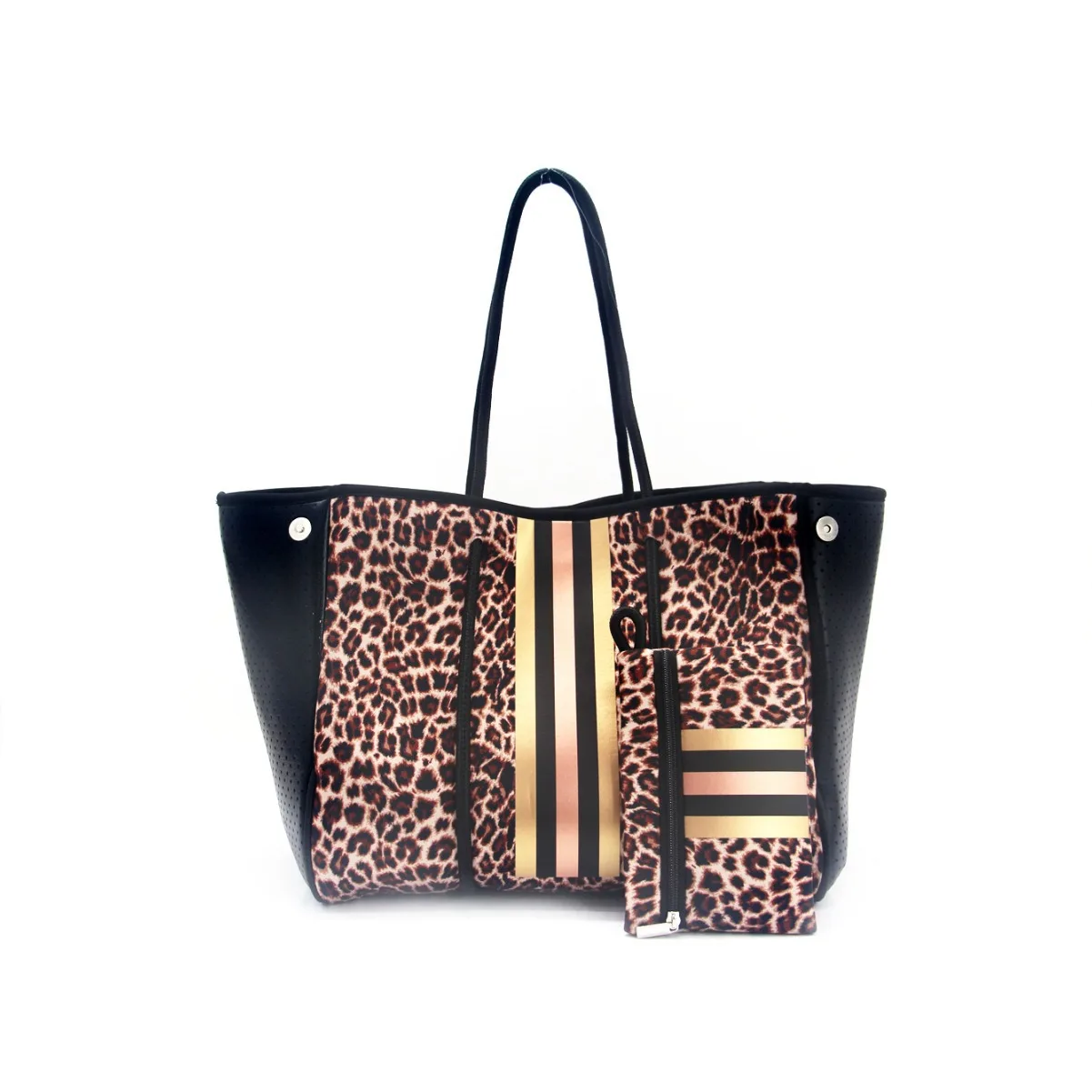 New Desgin Leopard Camouflage Style Neoprene Women Shoulder Handbag Beach Bag for Vacation Travel Beach Camping