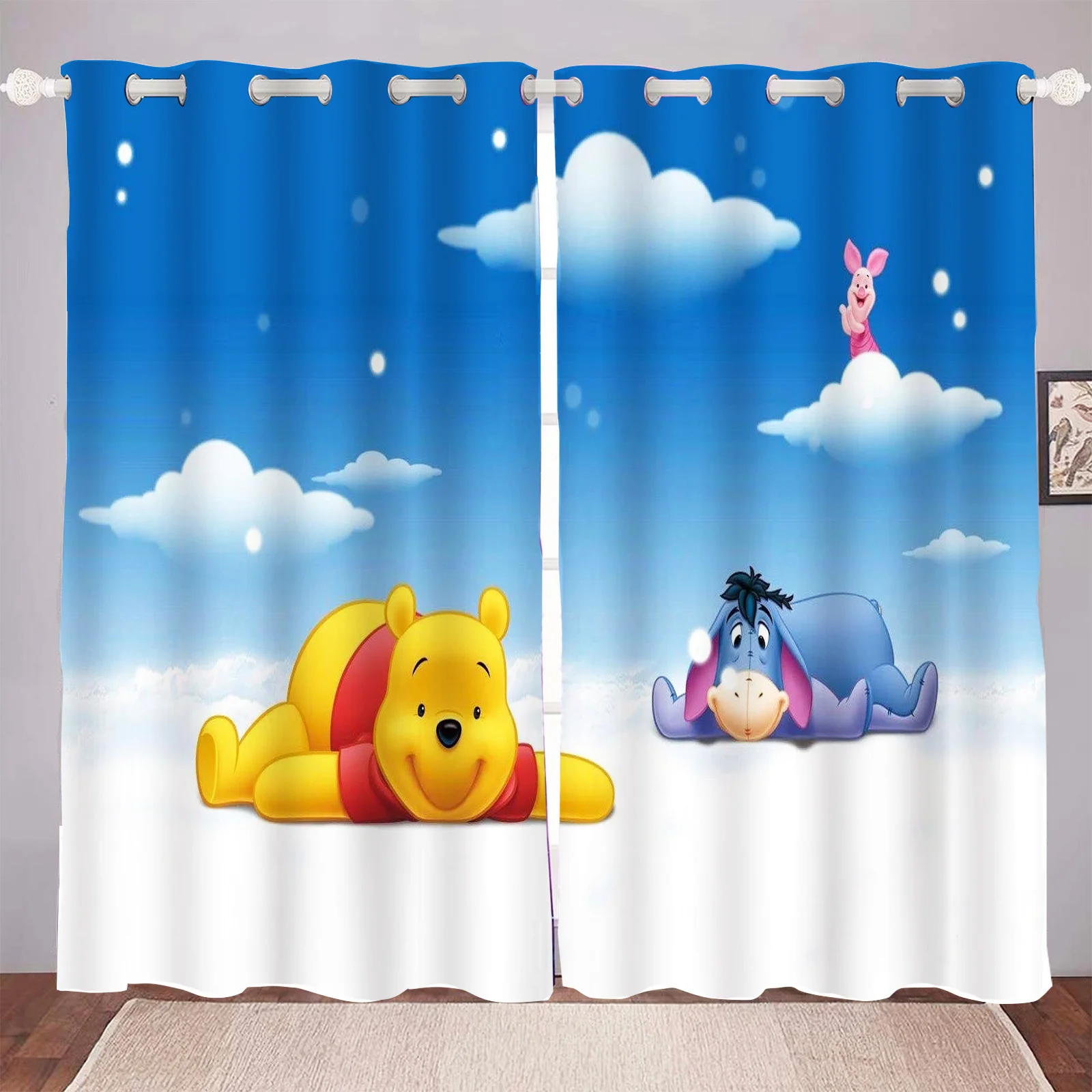 

Winnie The Pooh Anime Home Living Room Bedroom Blackout Curtains Dustproof 100% Polyester Kitchen Cabinet Drapes