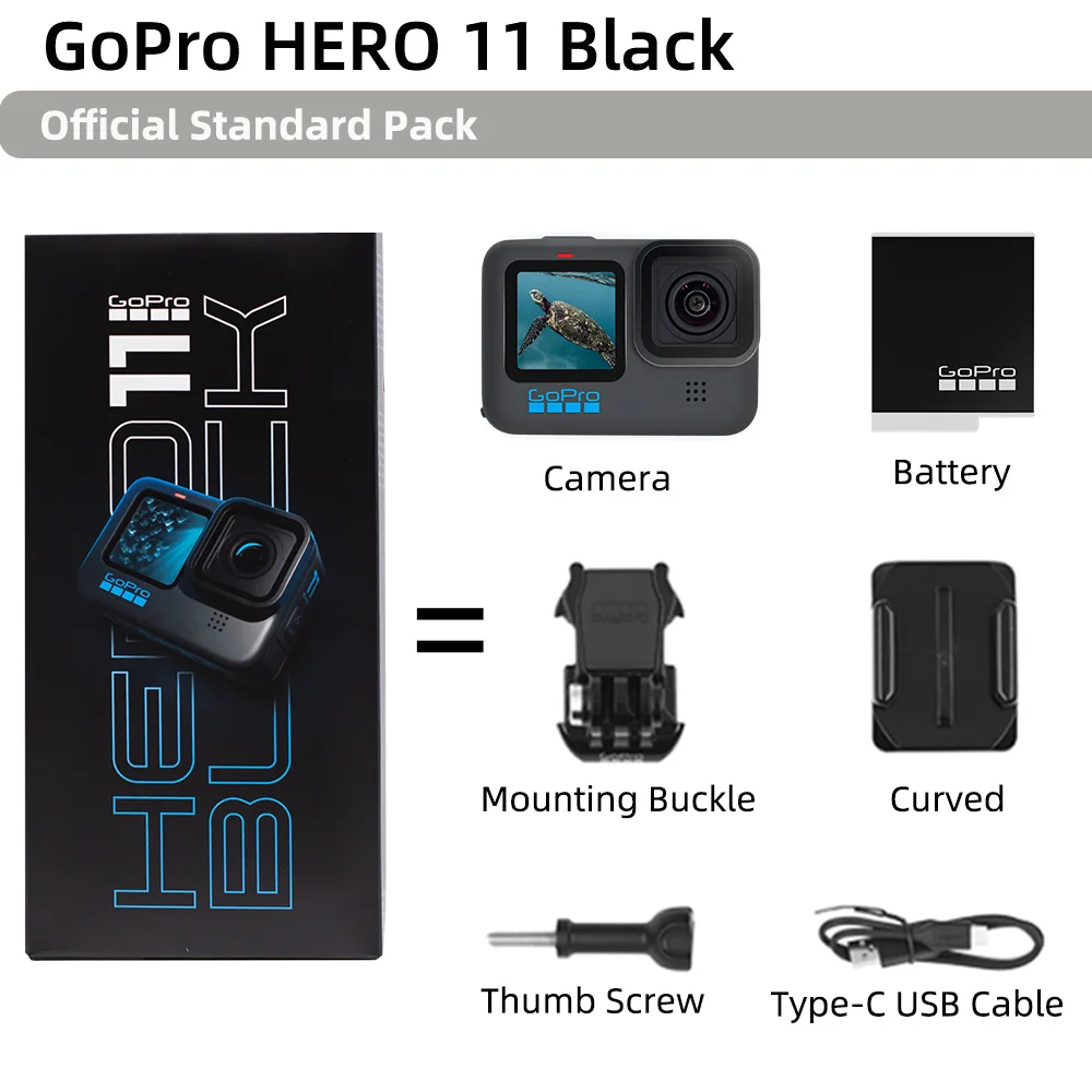 Czarny wodoodporny aparat fotograficzny GoPro HERO 11, 5,3 k60, wideo Ultra HD, zdjęcia 27MP, aparat Pro Hero 11 Cam gopro 11