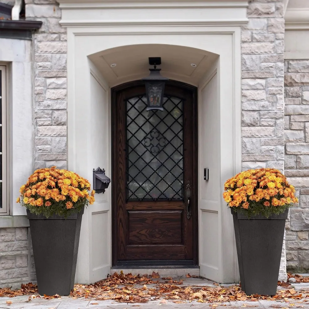 

2-Pack Indoor & Outdoor Self-Watering Square Planters, Symphony, 15" x 28", Black - Planter Containers for Plants