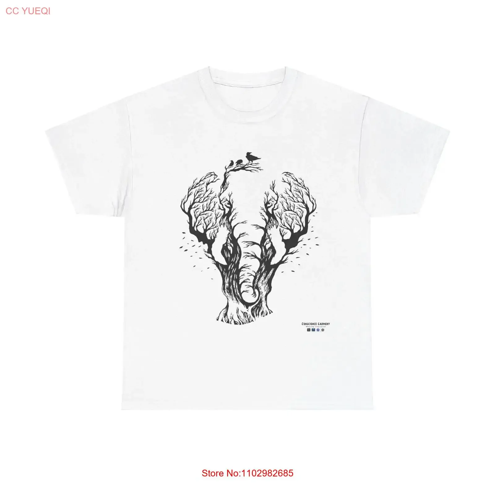 T-shirt éléphant naturel arbre de beauté Nature pleine conscience Motivation inspiration coton blanc vêtement de conscience vintage lavé