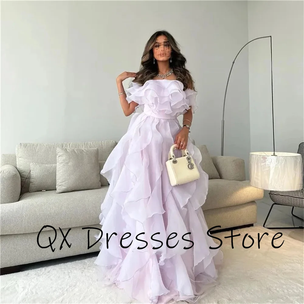 Customized Yipeisha Sexy 2024 Dark Pink Vestido De Shiny Organza Evening Dress Off Shoulder Edge Curl Prom Dress 2024