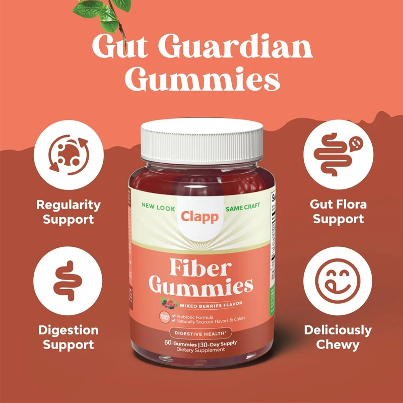 

Adult Sugar Free Fiber Gummies - Containing Prebiotic Soluble Chicory Roots, Providing Immune and Digestive Support - Non GMO