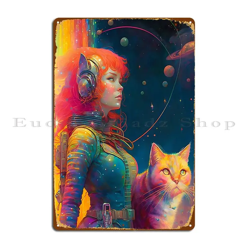 Redheads With Cats Rainbow Cat Universe Metal Sign Wall Decor Cinema Decoration Designing Printing Tin Sign Poster